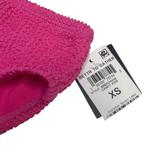 Bar III Tank Bra Bikini Top & High Leg Bottoms Candy Kiss Pink Textured XS New - Picture 8 of 10